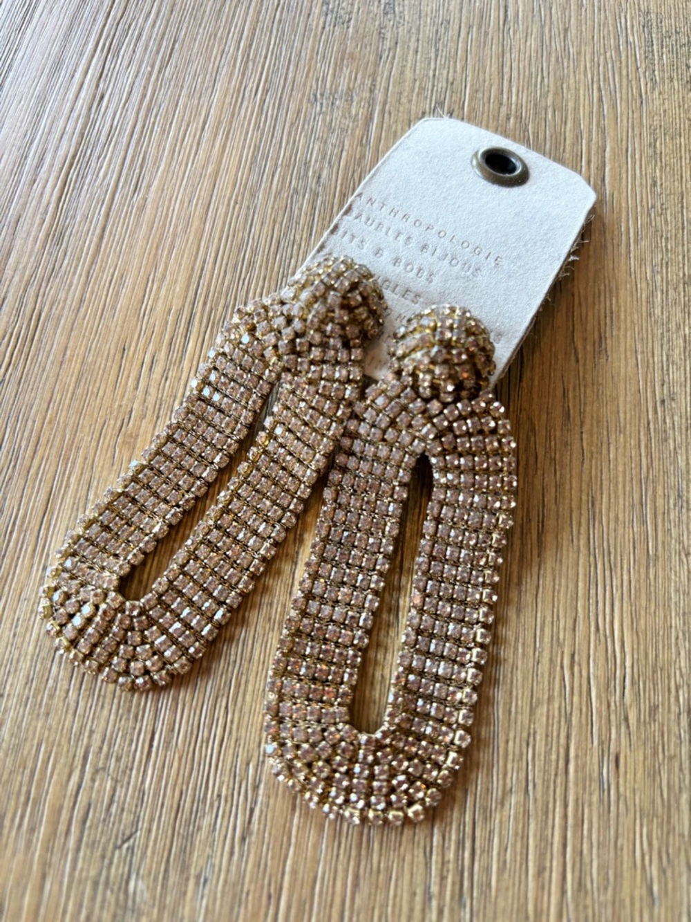NEW Anthropologie gold beaded statement earrings